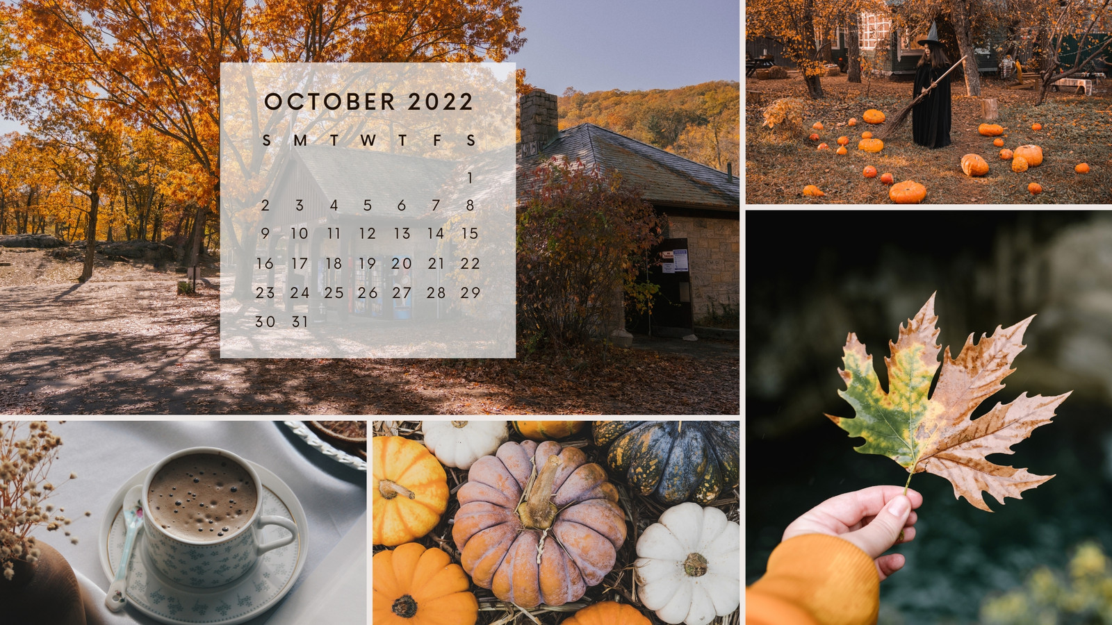 canva orange brown green minimalist october 2022 calendar desktop wallpaper PrPUTya4Lcw