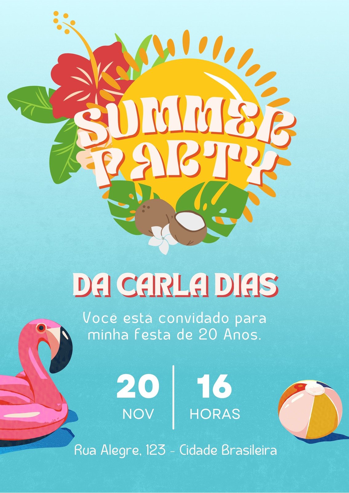 Convite Digital Festa na Piscina Pool Party