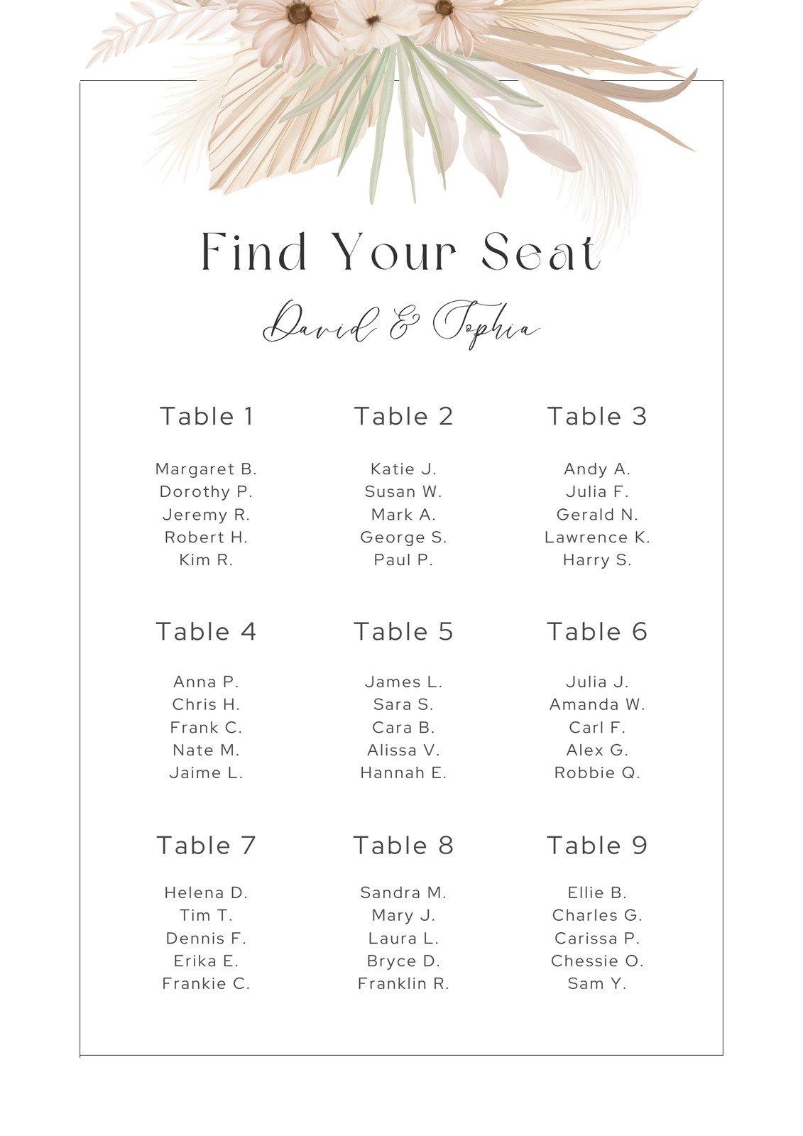 Orange Mediterranean Tiles Seating Chart Template, Tableau De Mariage  Poster Printable, DIY Editable Seating Sign, Instant Download PDF PTL 