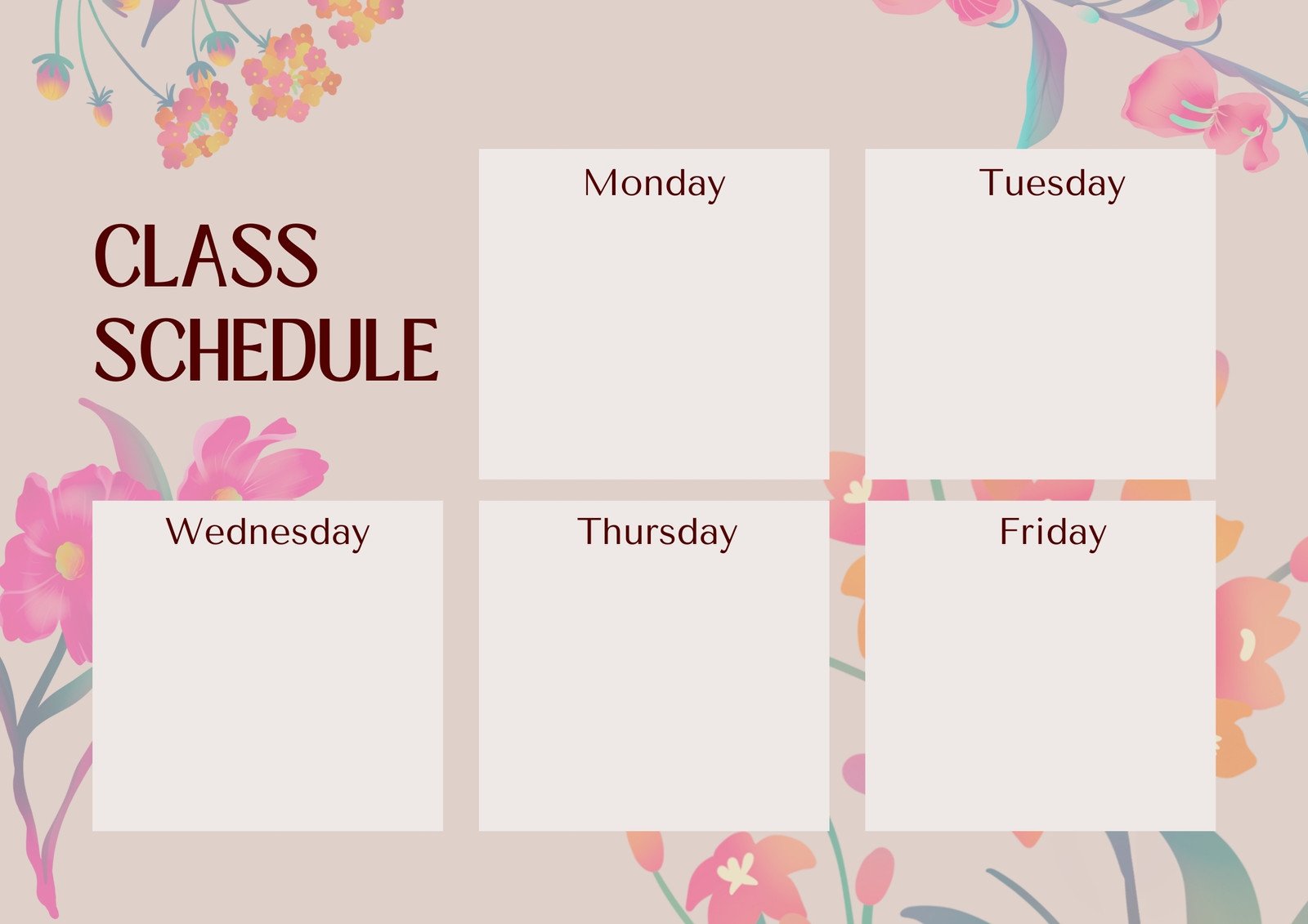Colorful Vibrant Realistic Flower Illustration Class Schedule