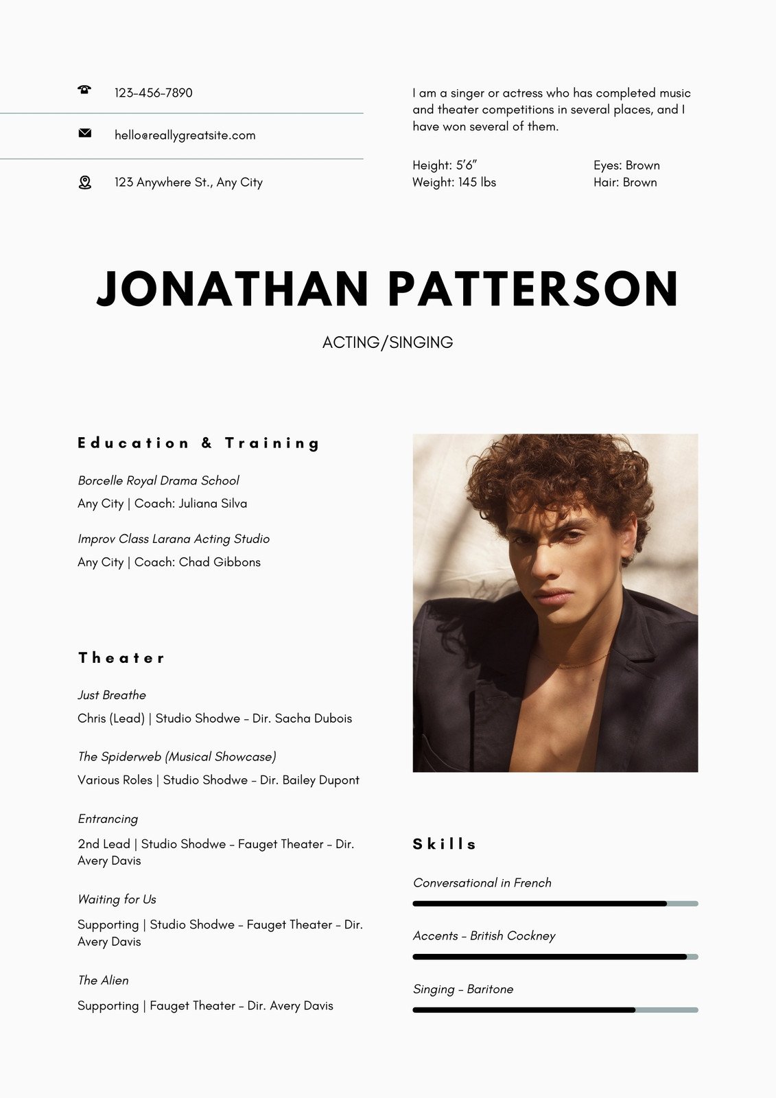 model-actor-resume-template