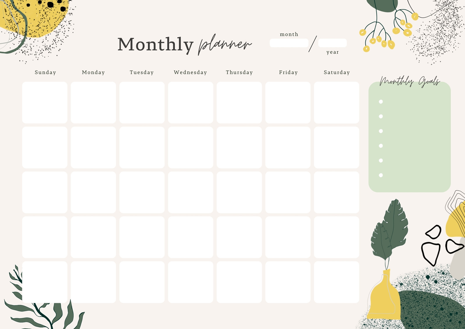 Premium Vector  Monthly planner timetable for month with habit tracker  week starts sunday homework organizer template