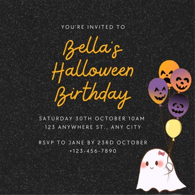 Free printable Halloween birthday invitation templates | Canva