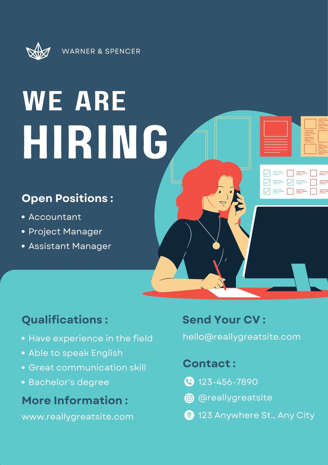 Canva Blue We Are Hiring Job Vacancy Poster XPHQaS2N5 4 