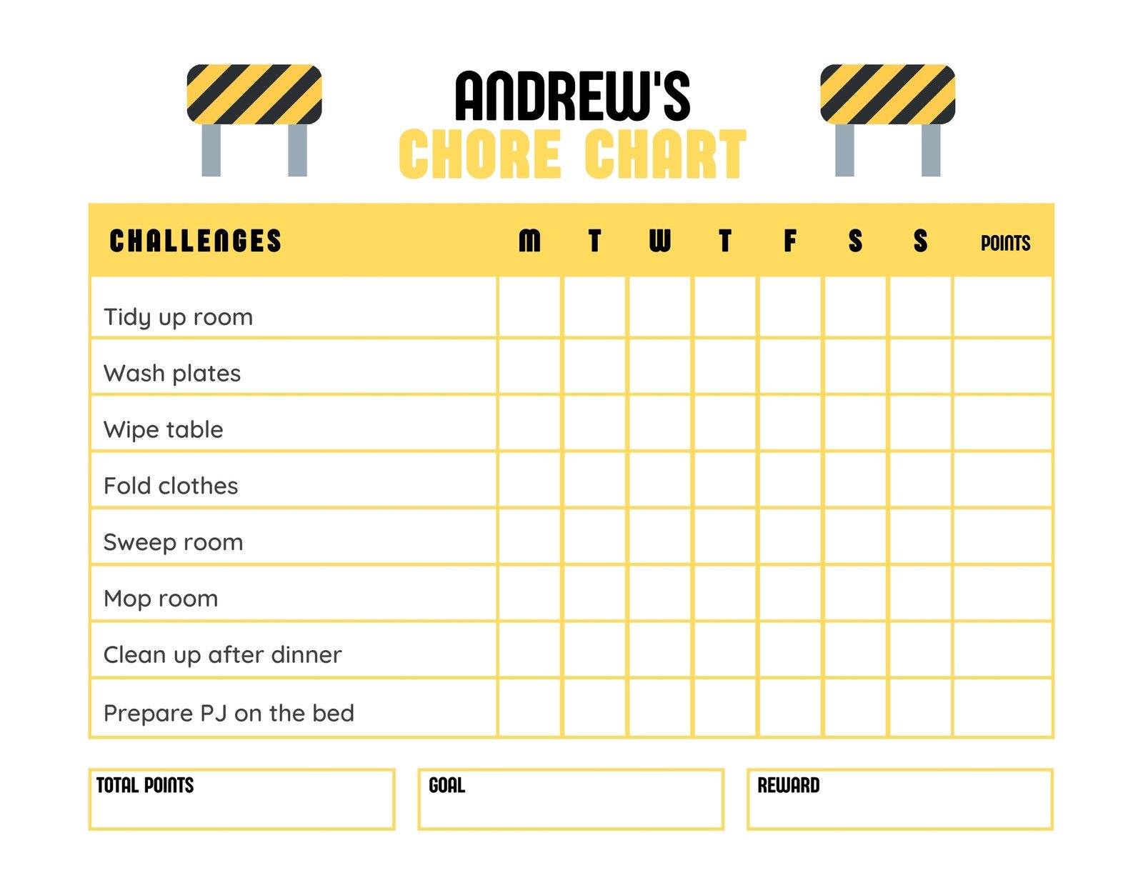Personalized Laminated Chore Chart for Boys -  Canada