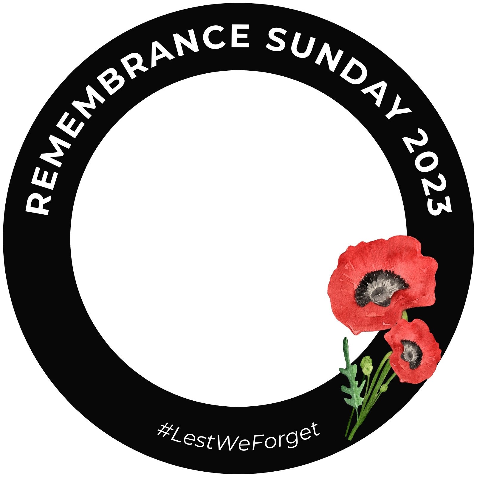 Red White Black Watercolour Poppy Remembrance Sunday Facebook Profile Frame
