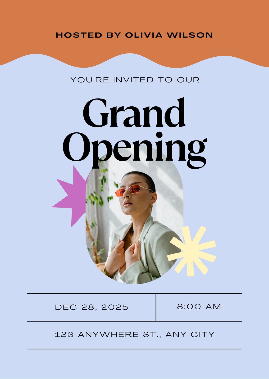 Blue Groovy Grand Opening Invitation