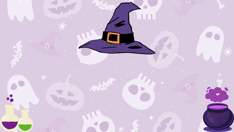 Funny and Cute Ghost Halloween Background Coloring Set Outline for