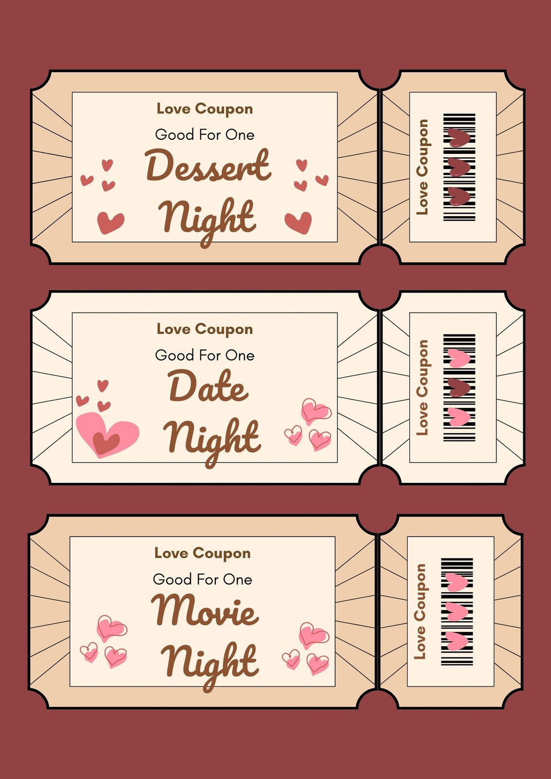 Free printable love coupon templates