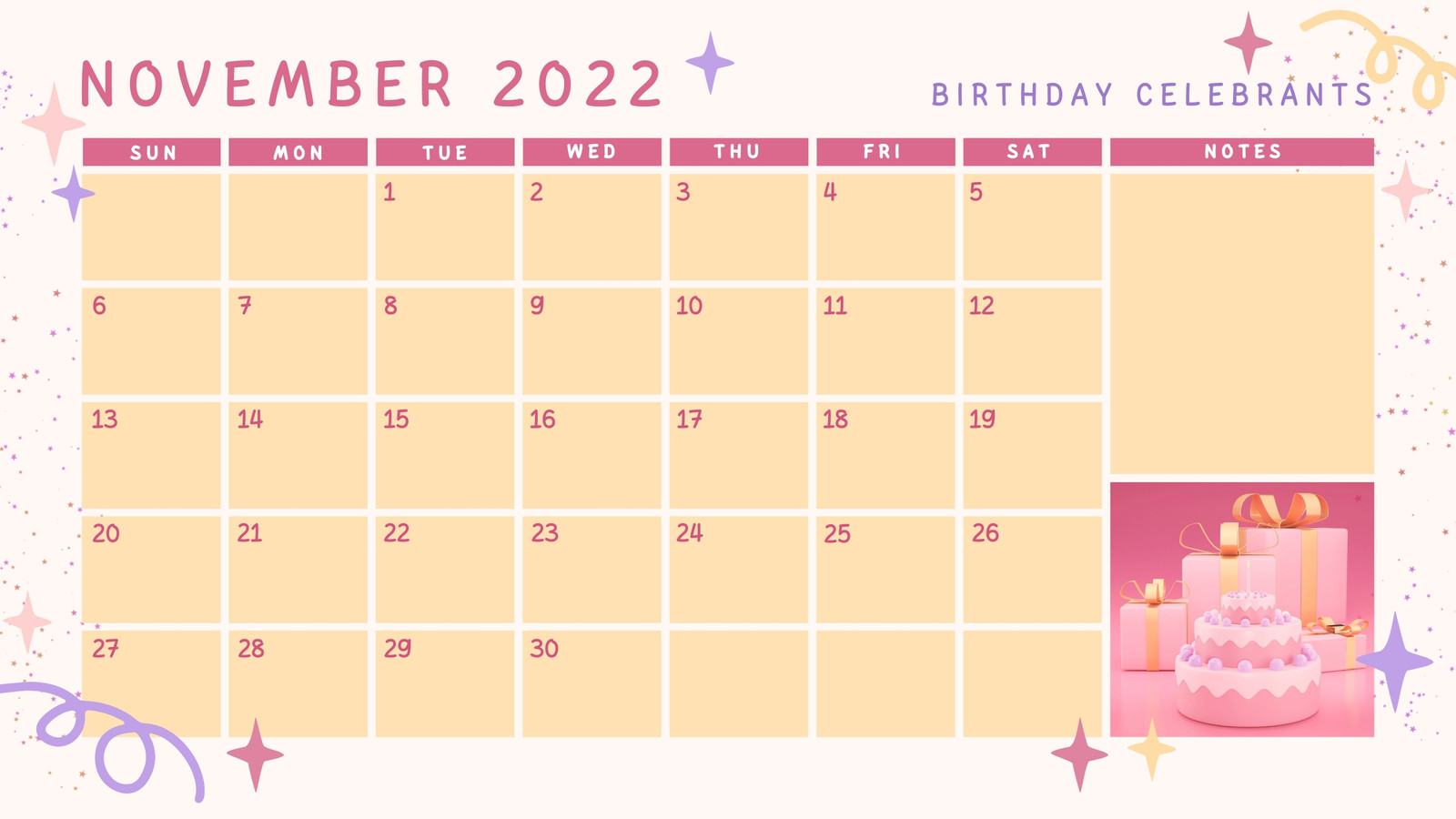 Free, printable, customizable birthday calendar templates