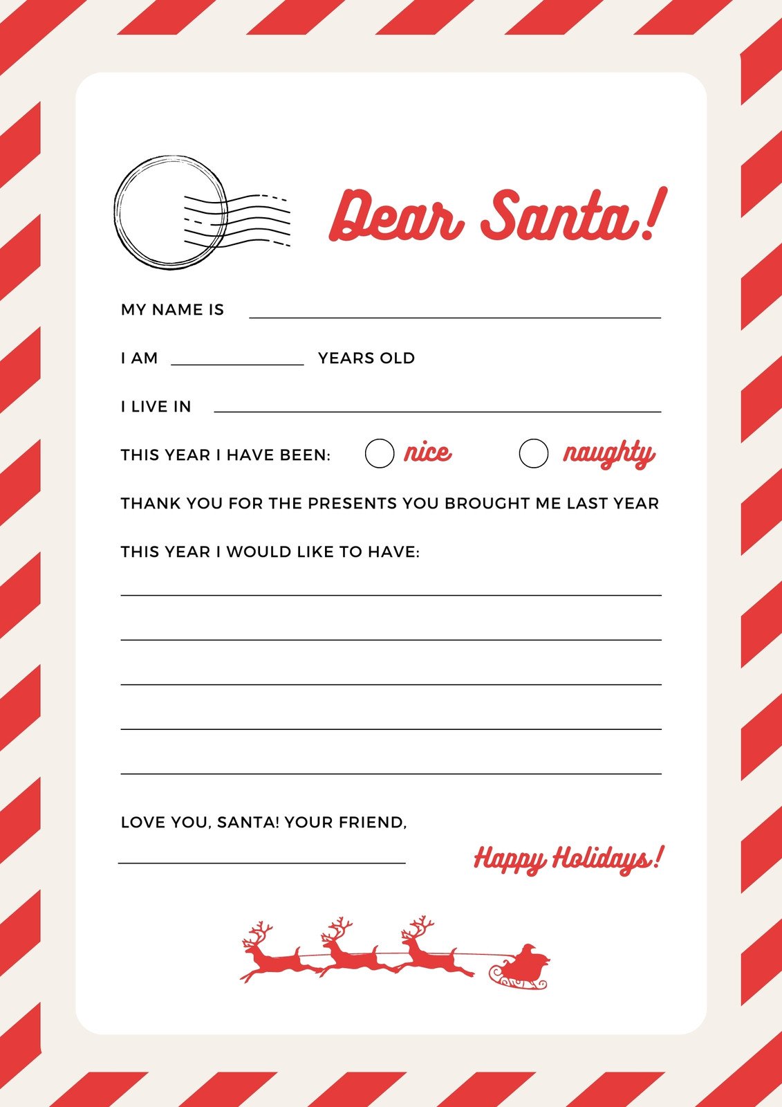 Free Printable Blank From Santa Letter Template