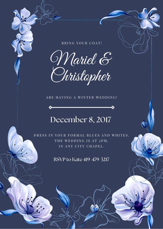 Free custom printable winter wedding invitation templates | Canva