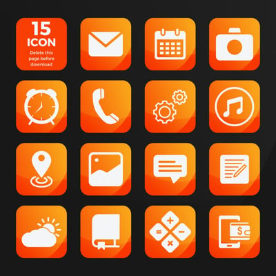 Neon Orange App Icons iPhone Home Screen Theme Bundle