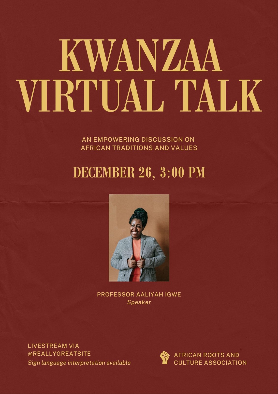 Events Portrait Kwanzaa Poster in Red Yellow Dynamic Vintage Style