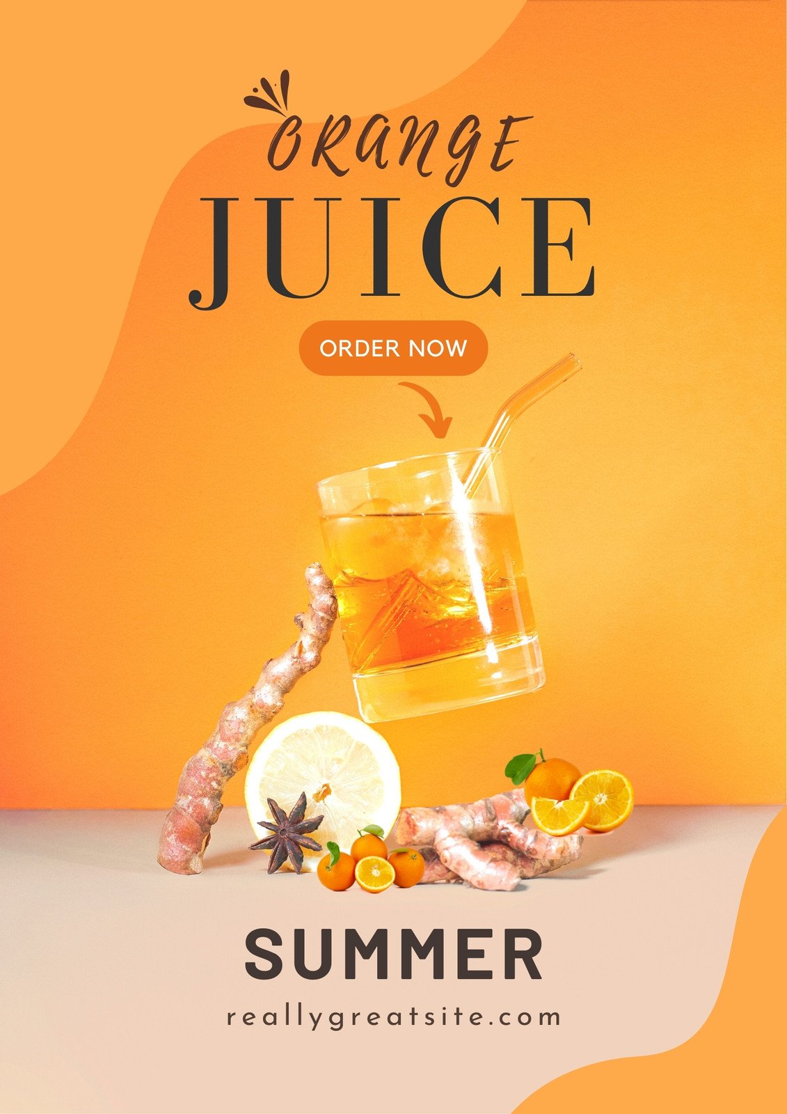 Orange Modern Juice For Summer Poster