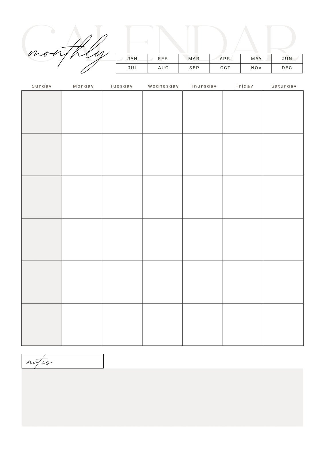 Printable Monthly Planner Template