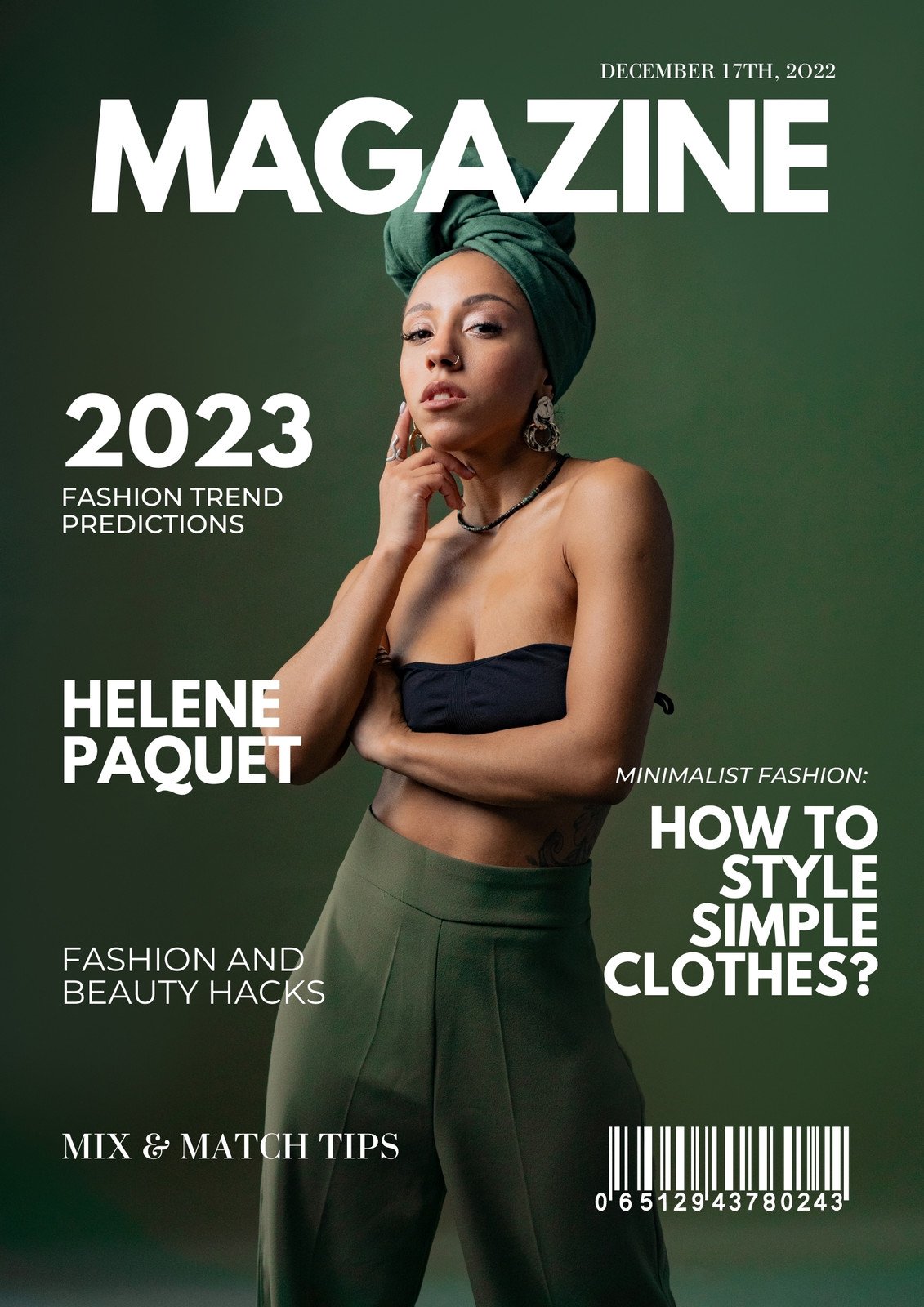 Green Modern Fashion Magazine Cover 
