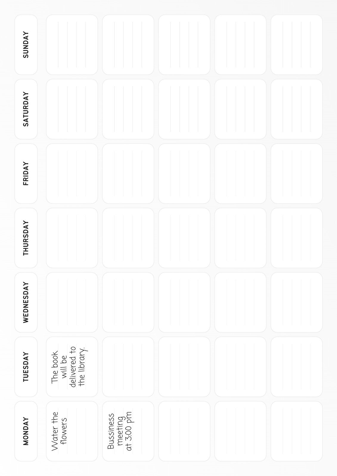 Black and White Minimalist Weekly Planner