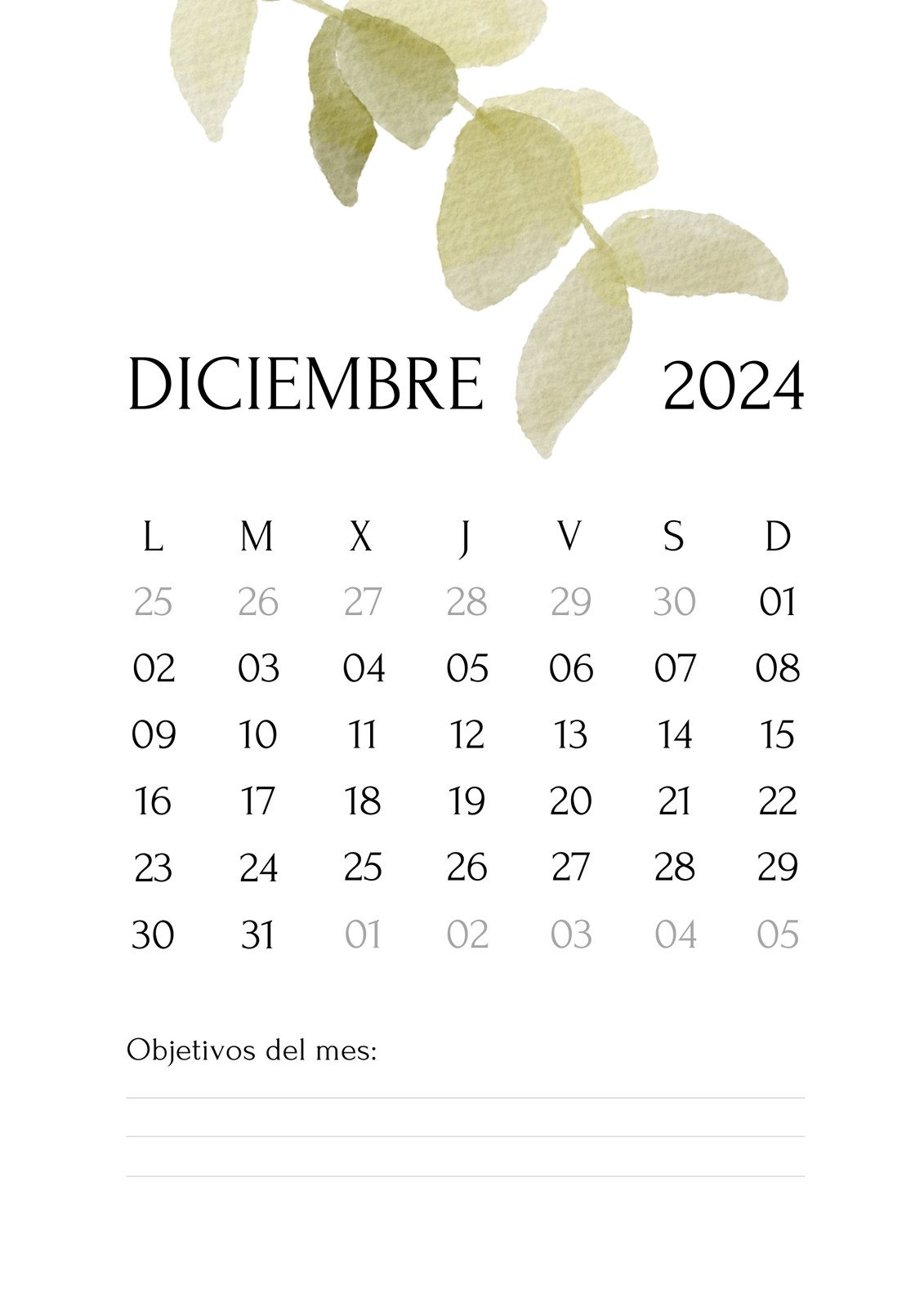 Calendario 2024, Plantilla Canva Gratis