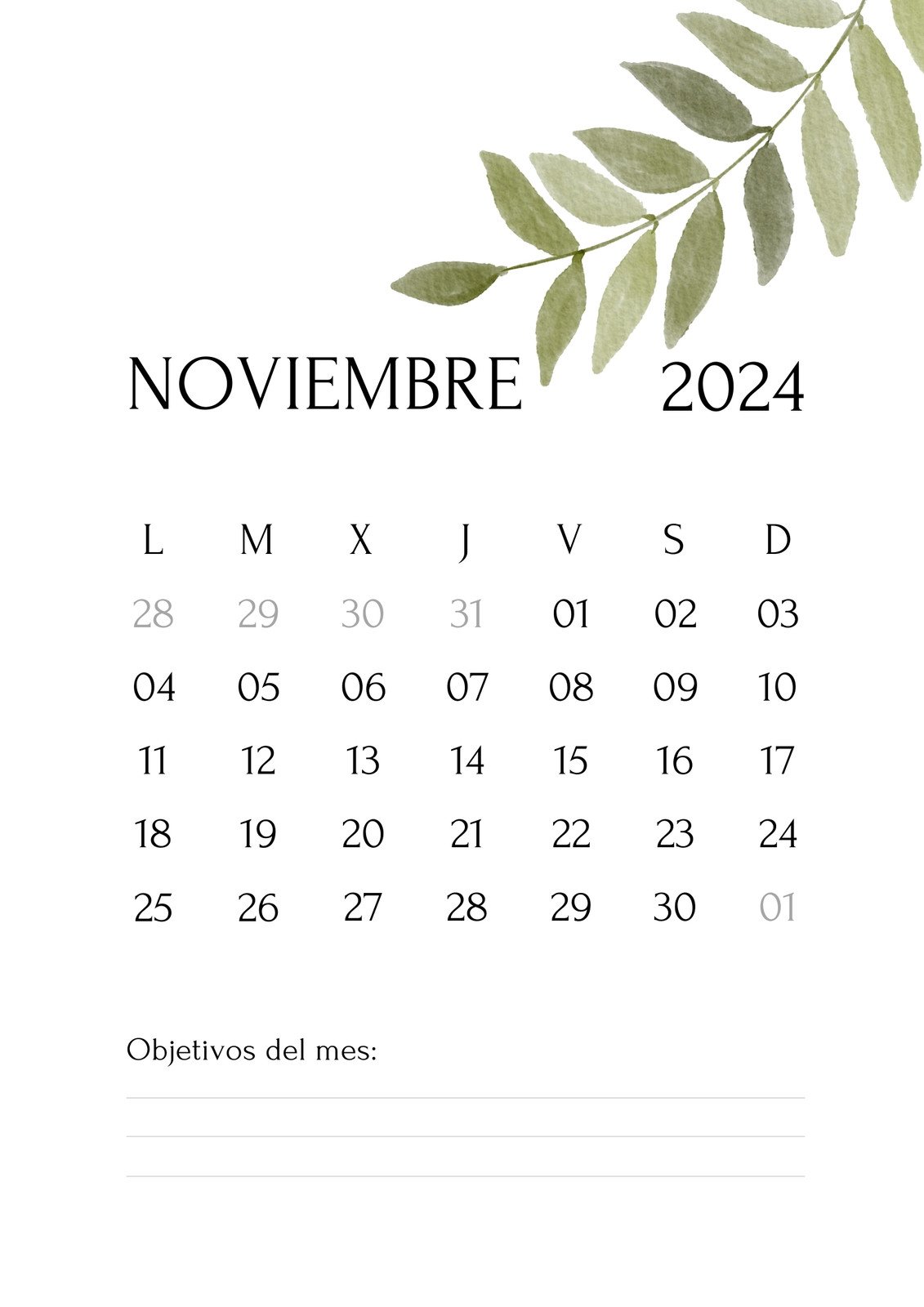 Calendario 2024, Plantilla Canva Gratis