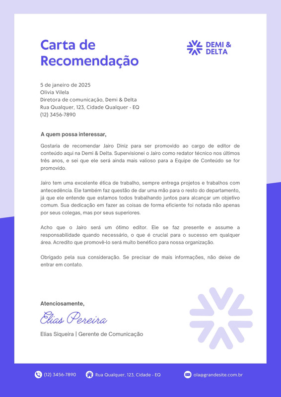 Modelos Gratuitos De Carta De Recomendação Para Impressão Canva 8465