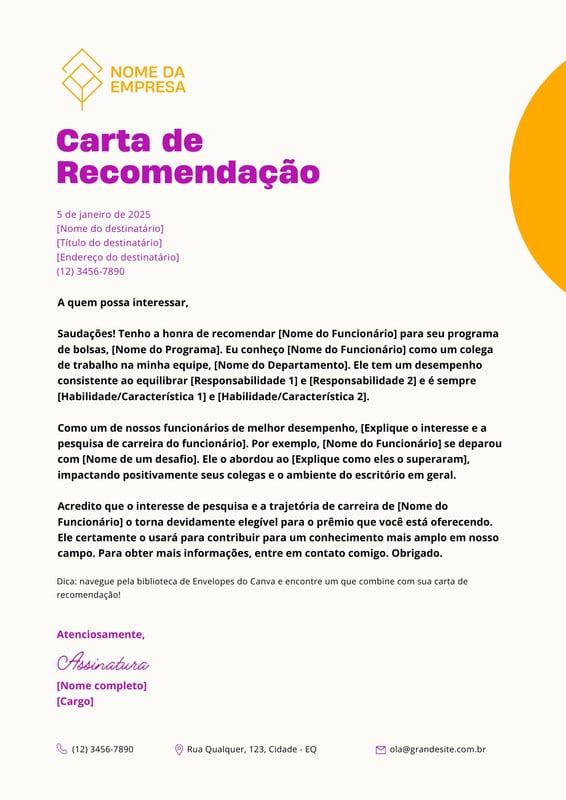 Modelos Gratuitos De Carta De Recomendação Para Impressão Canva 1532