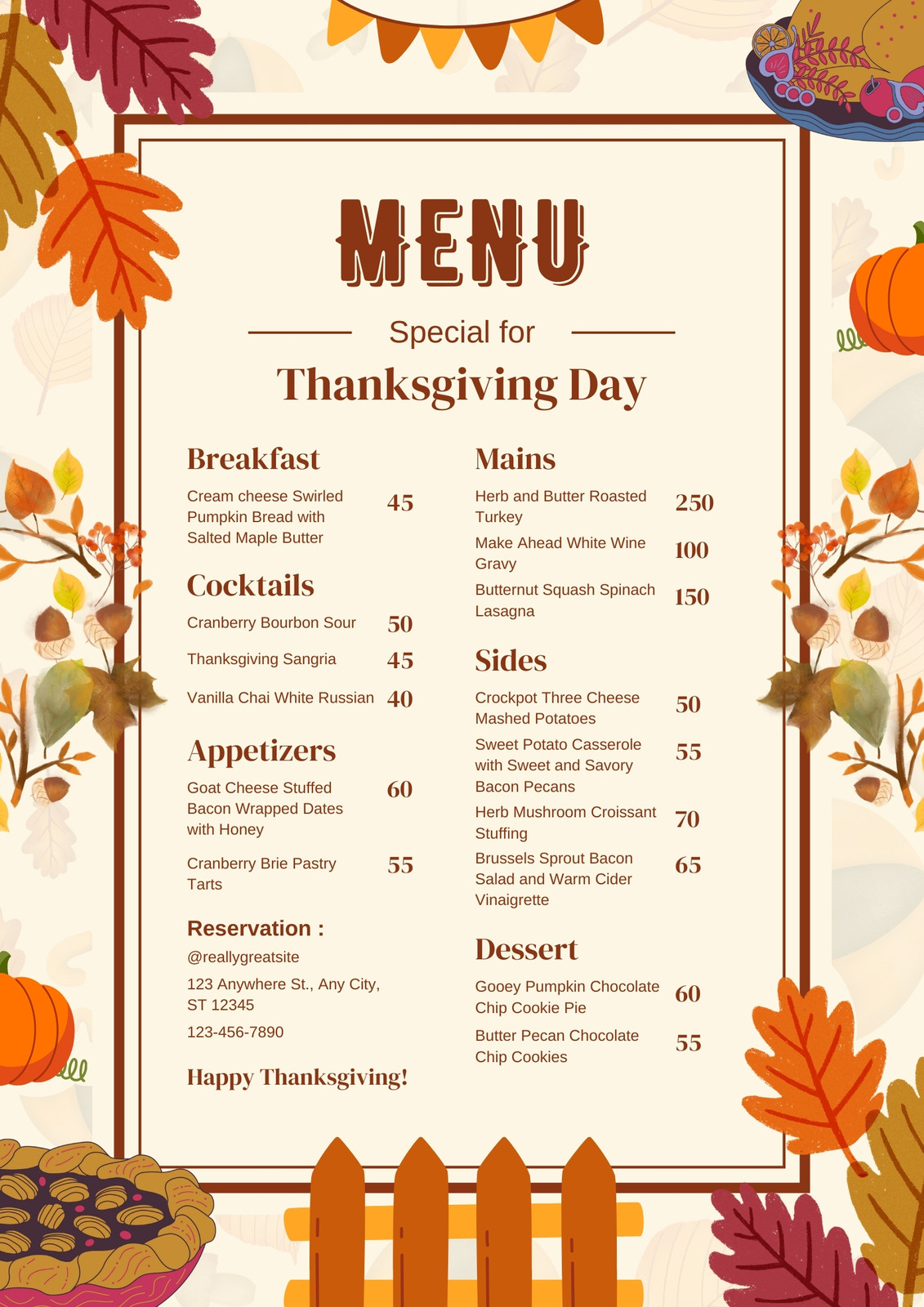 Free and customizable thanksgiving templates