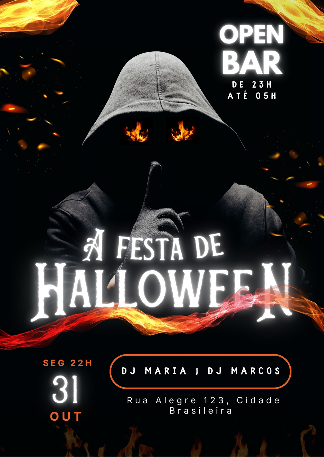 Cartaz De Festa Noturna De Bar De Halloween, Sagrado Modelo