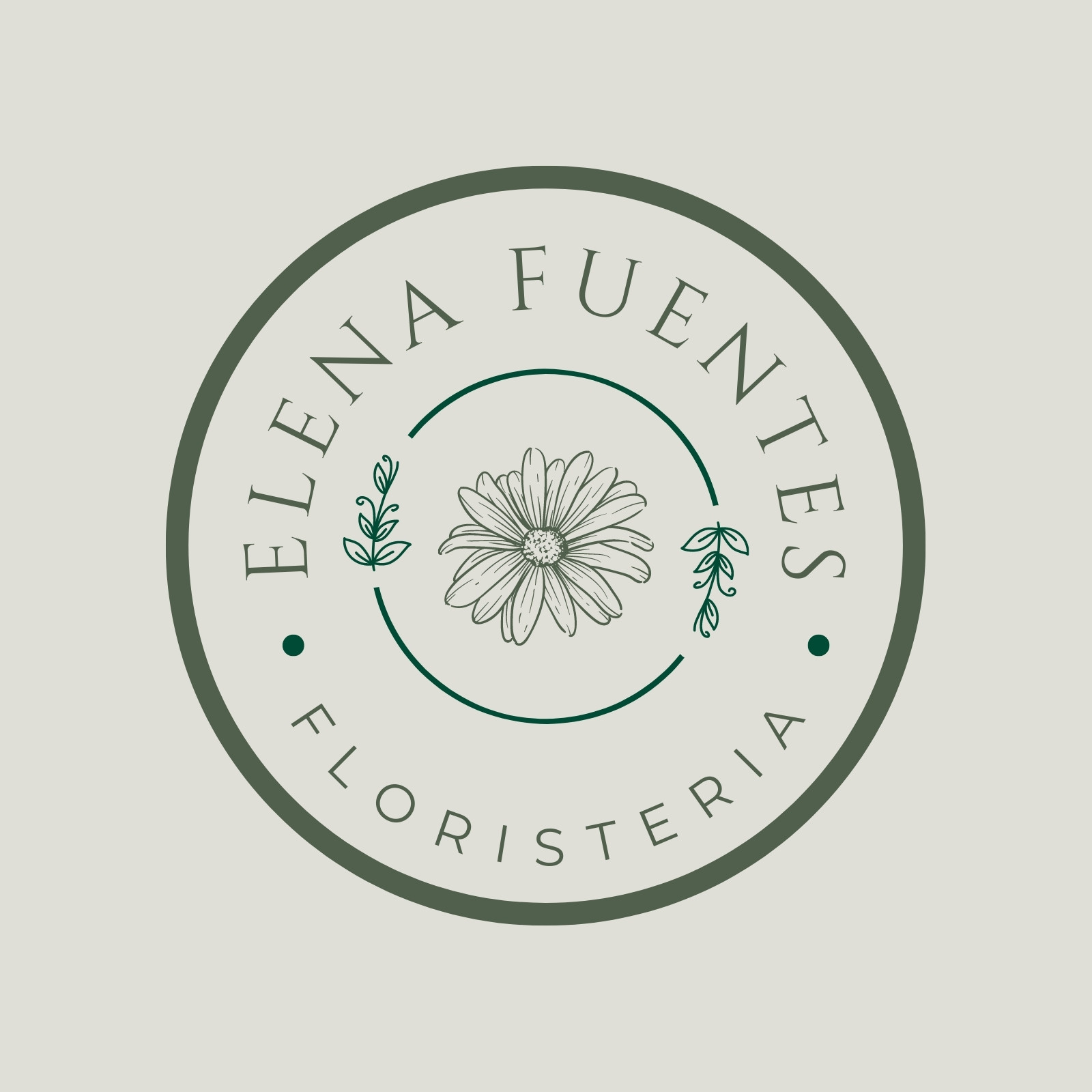 Logo Elena fuentes floristería minimalista delicado verde 
