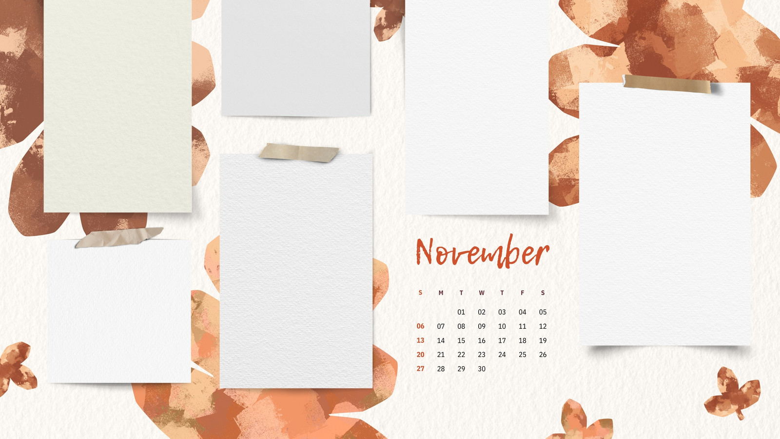 Free November Computer Desktop Calendars Wallpaper Backgrounds