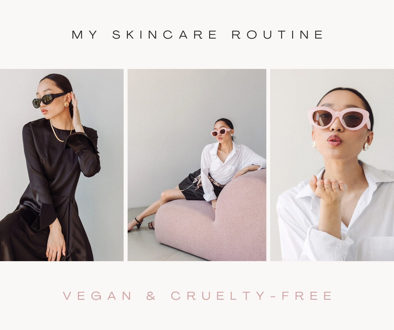 Black Pink Minimalist Skincare Beauty Photo Collage Facebook Post