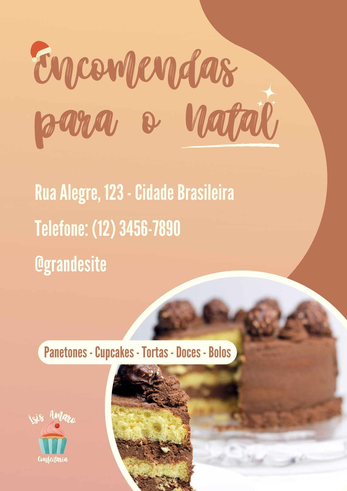 2kg de Bolo - Chocolate c/ - Brunna Doces e Festas