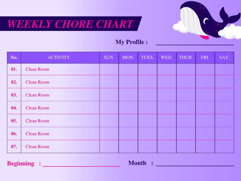 Free customizable chore chart templates to print | Canva