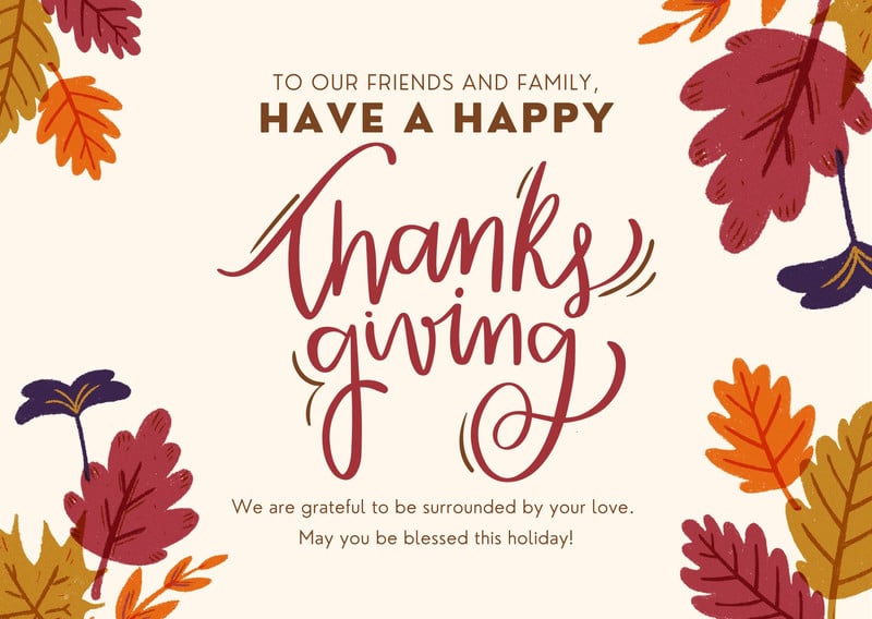 Free happy thanksgiving greeting card fall turkey share social media – Pink  the Cat