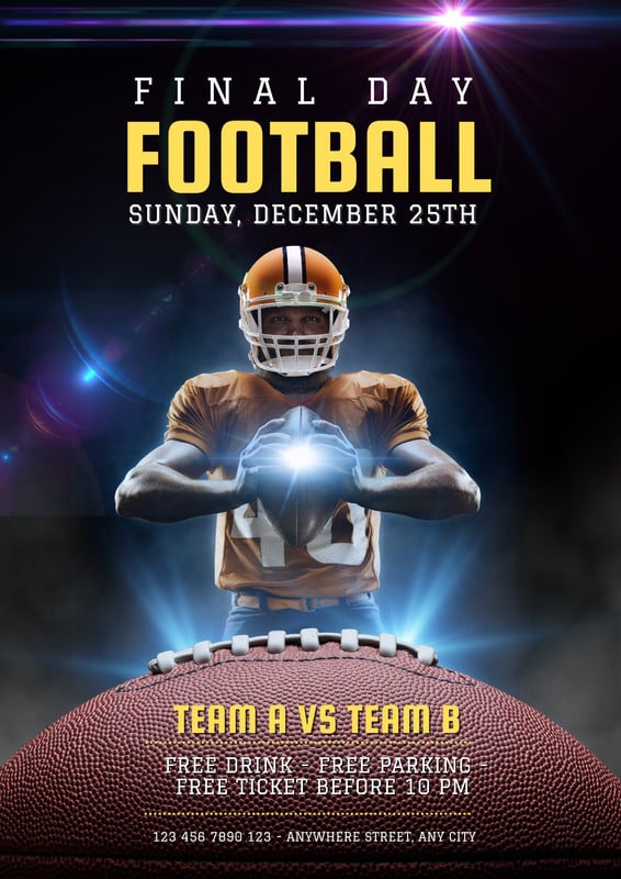 Super bowl game night video Flyer Template