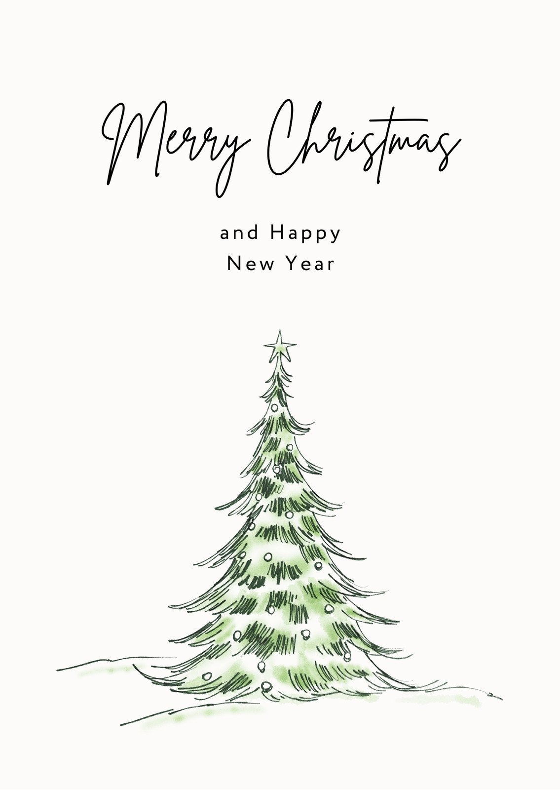 White Green Minimalist Merry Christmas Card Portrait