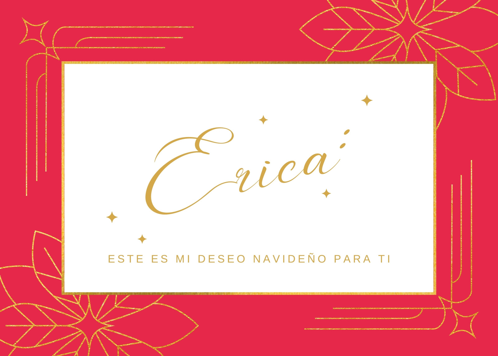 Rojo Granate Blanco y Dorado con Clase Y Elegante Floral Tipografía Personal Festividad Postal de Navidad