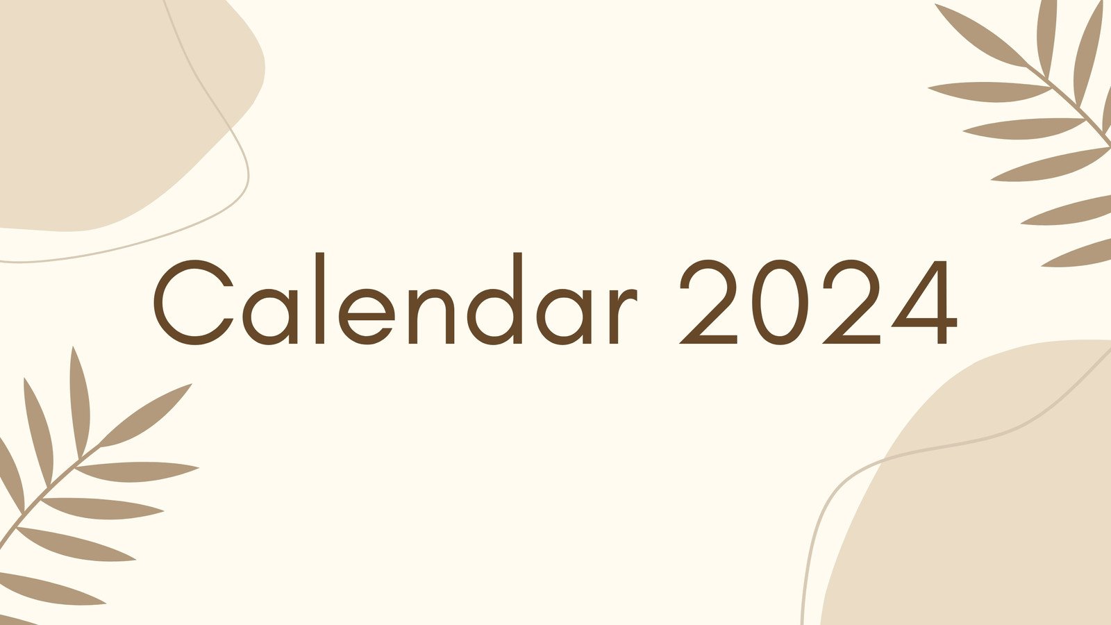 Beige and Brown Aesthetic Abstract 2024 Calendar 