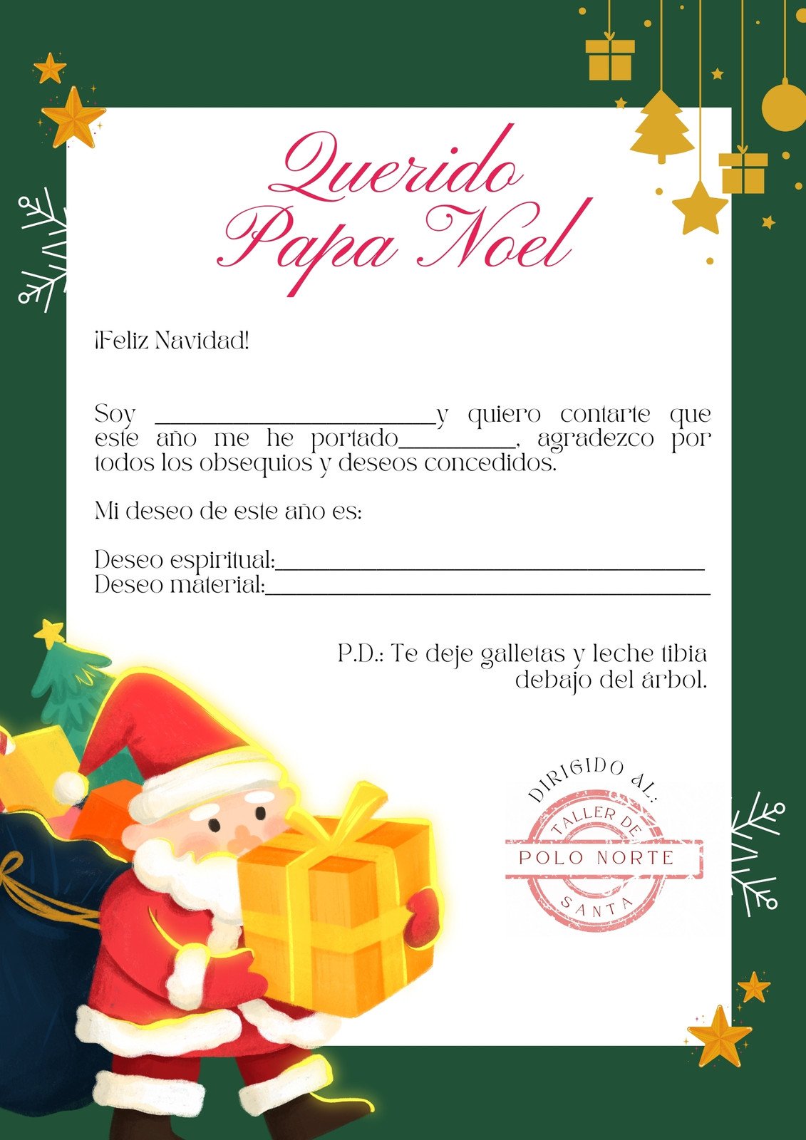 Plantillas de cartas para Papá Noel gratis para editar | Canva