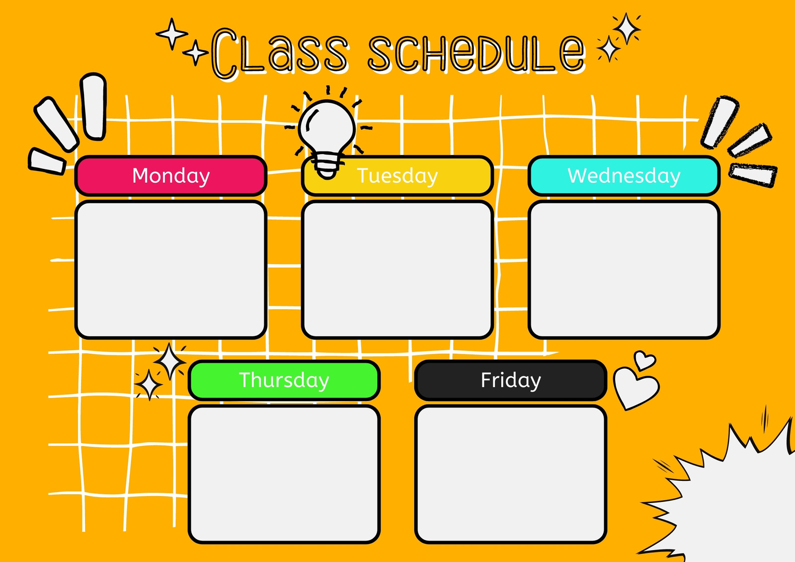 Orange Doodle Creative Class Schedule