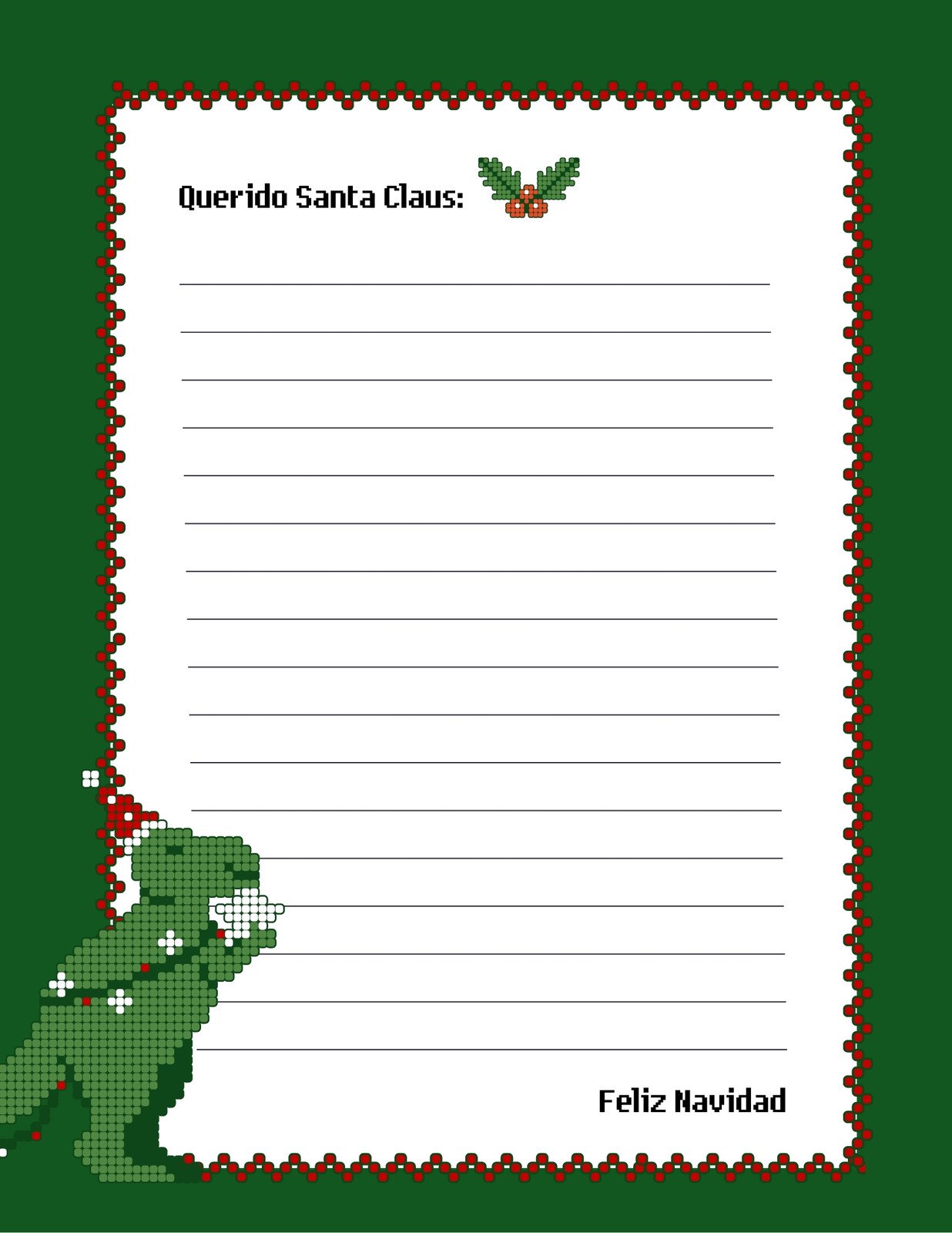 Carta a Santa Claus Geométrico Verde y Rojo
