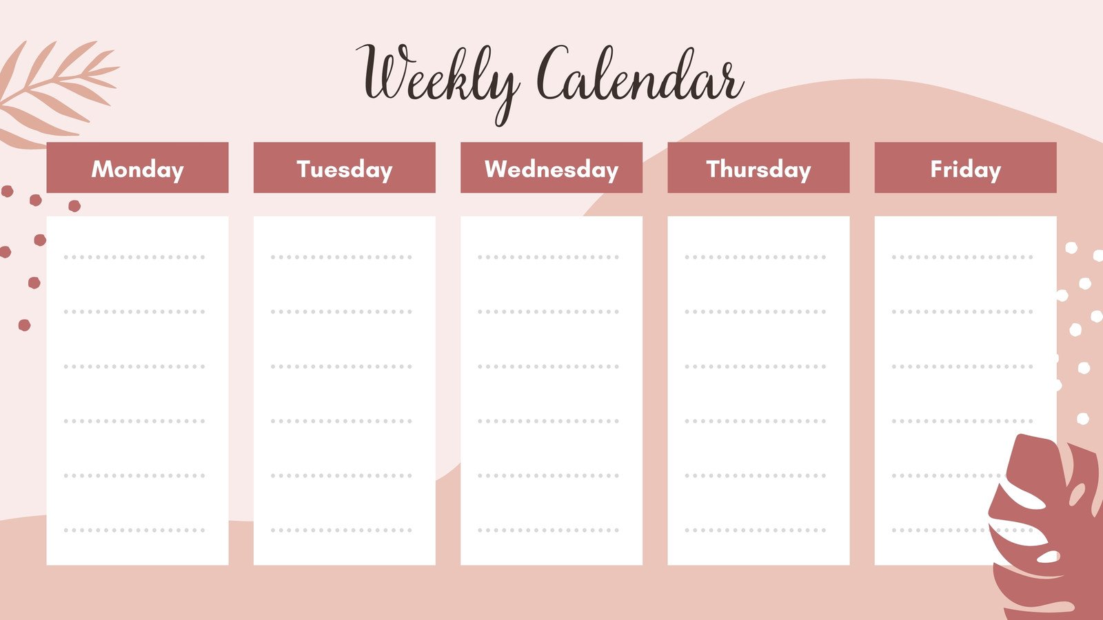 Pink Feminine Weekly Calendar