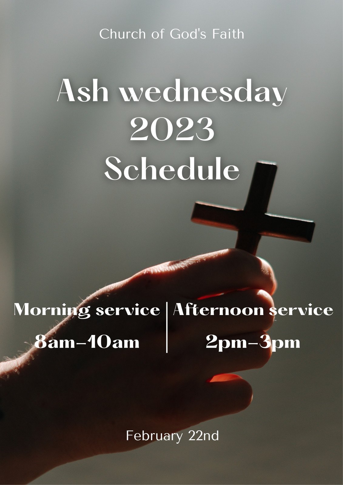Gray Ash Wednesday Schedule Poster