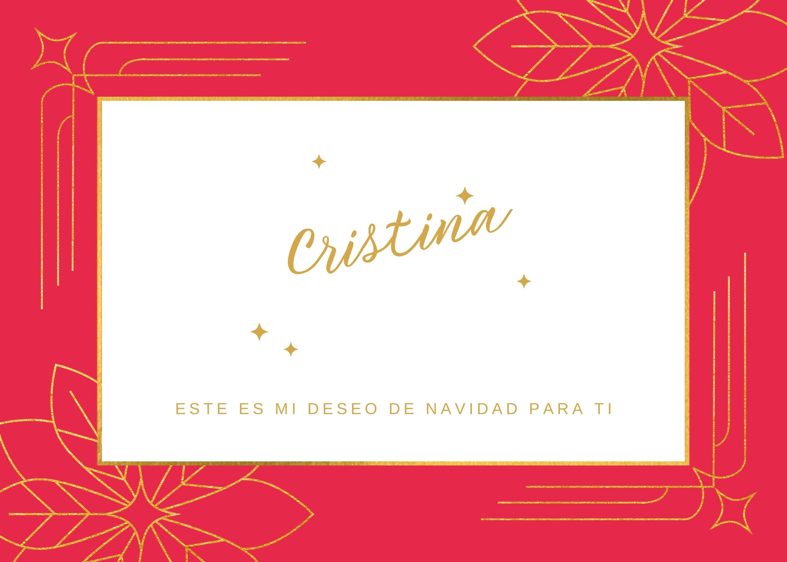 Postal de Navidad Tipografía Personal Fiestas Con Clase y Elegante Floral Rojo Granate Blanco y Dorado