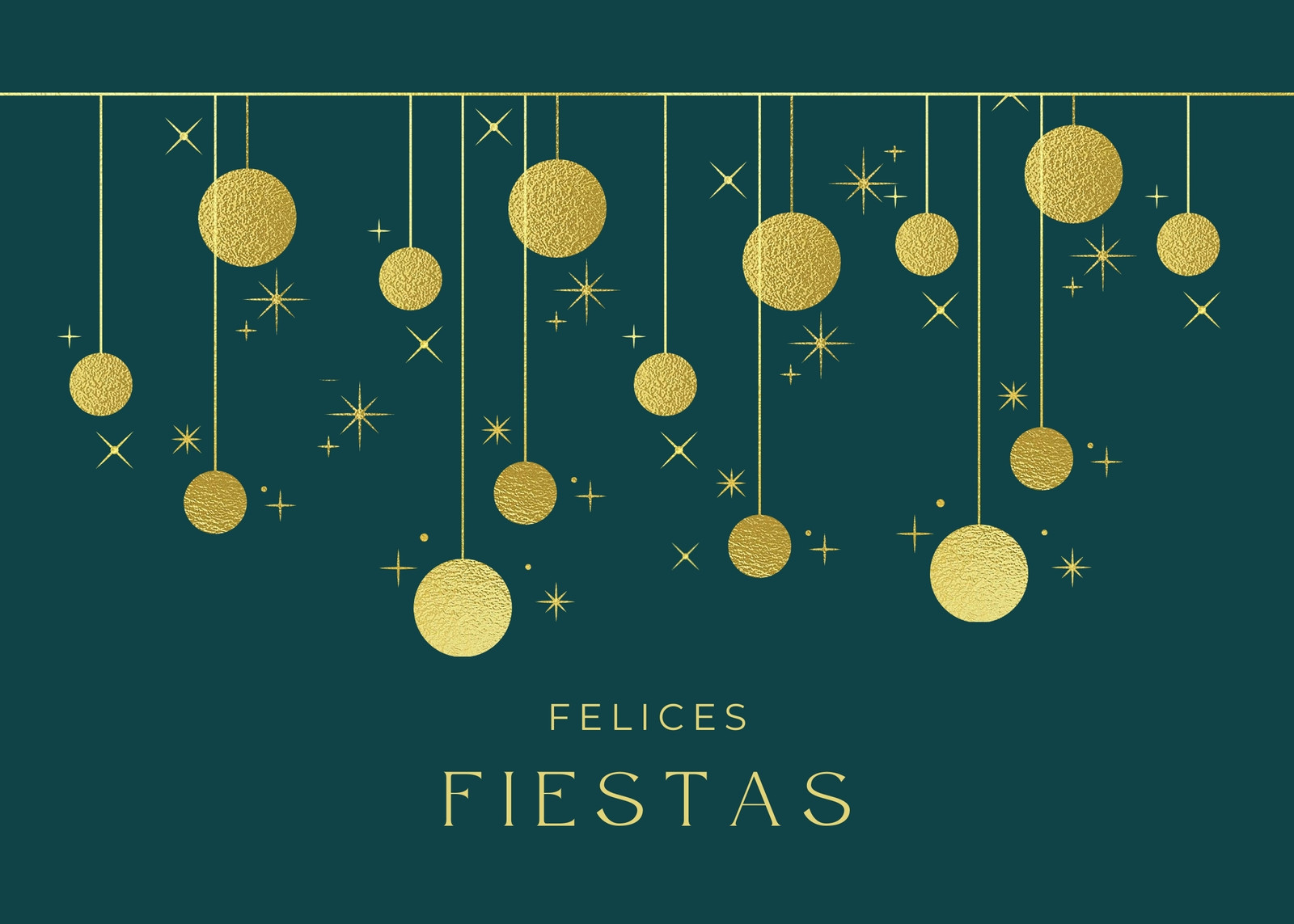 Postal de Navidad fiestas empresa ilustraciones decorativas brillante con clase y elegante verde y dorado