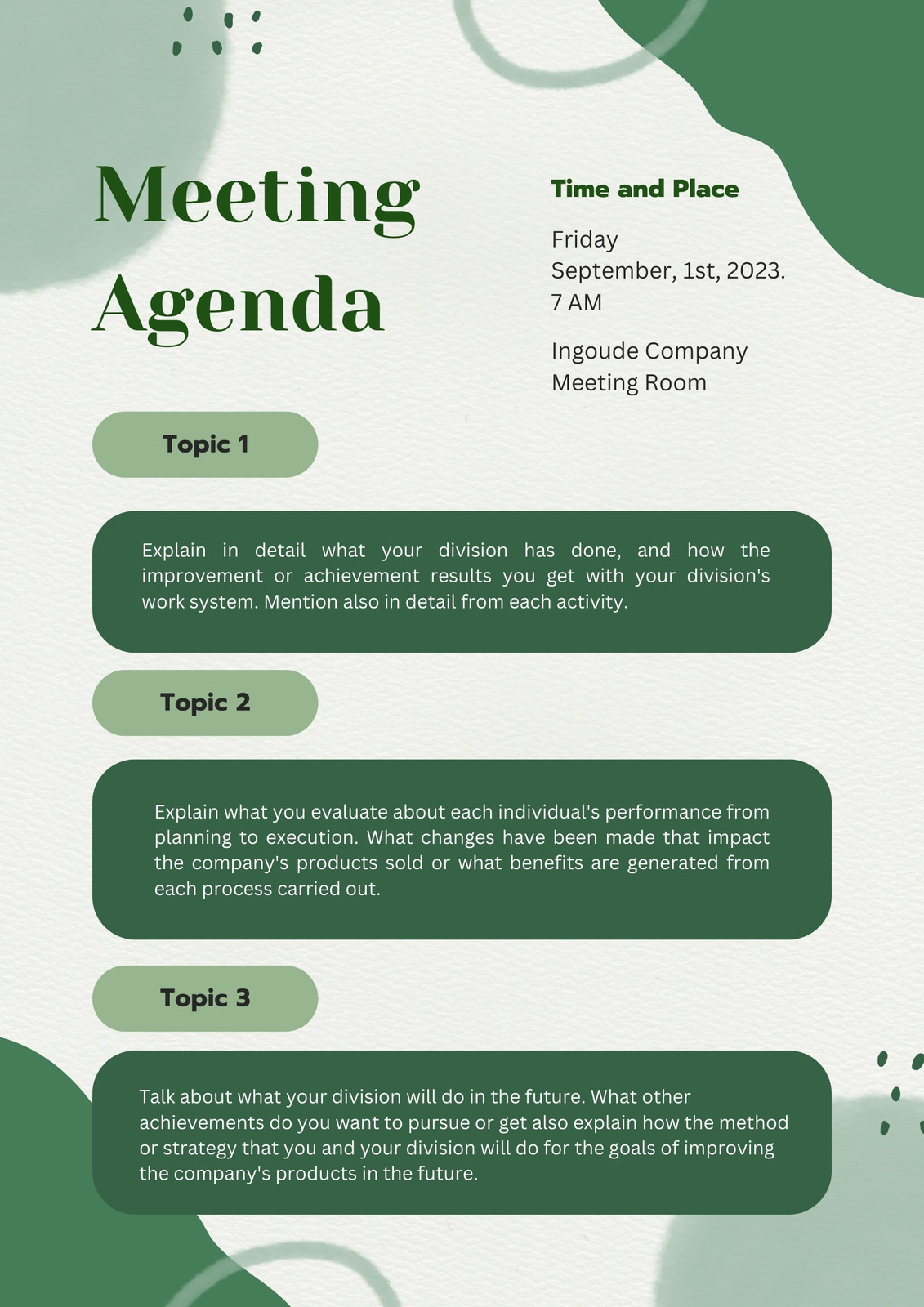 Free customizable agenda document to print |