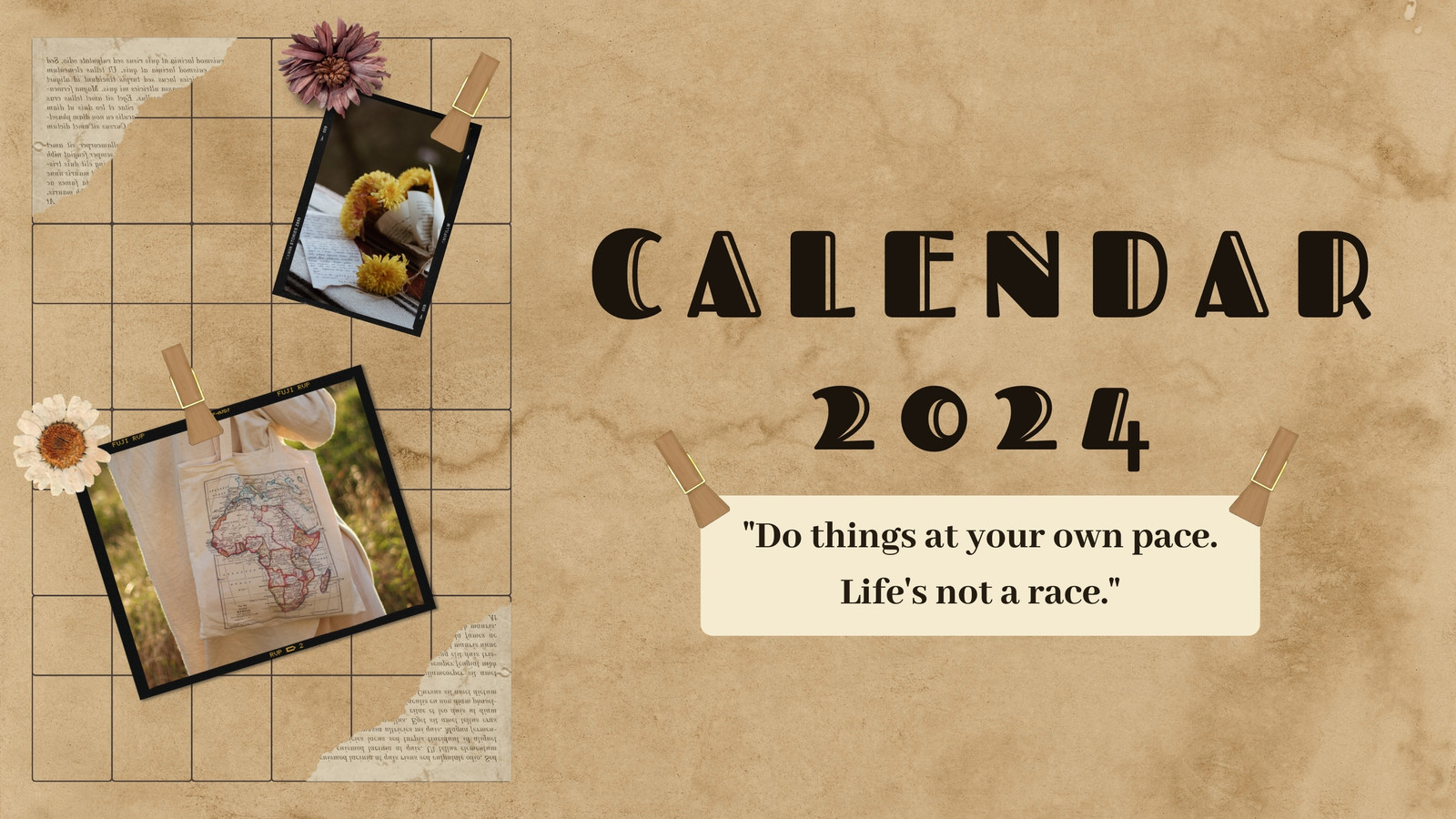 Brown Modern Old Paper 2024 Calendar