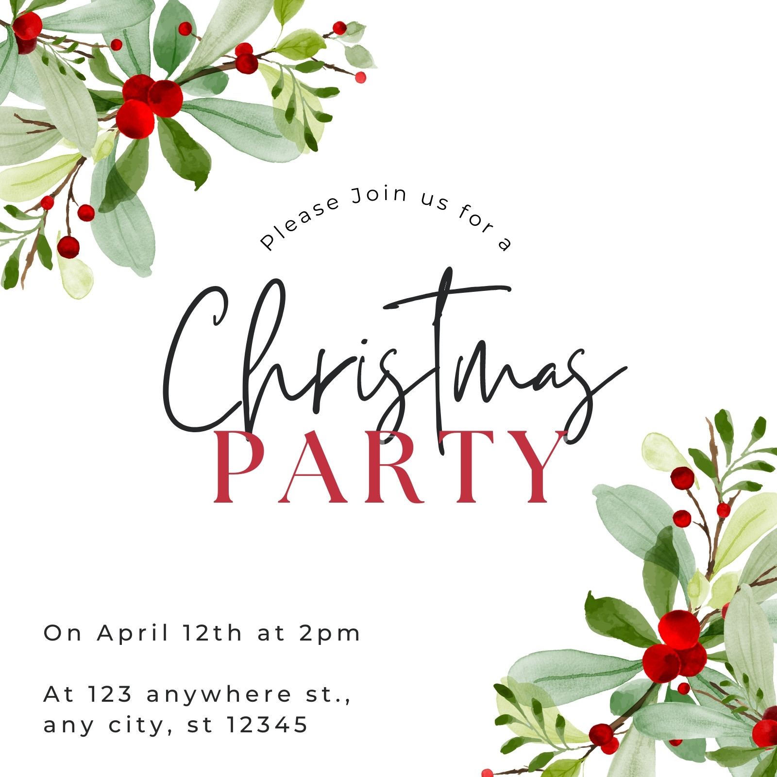 blank christmas party invitations