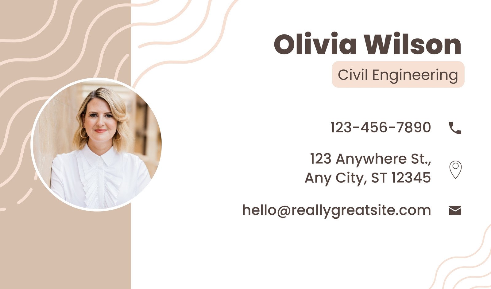 White and Beige Civil Engineering Minimalist Business Card