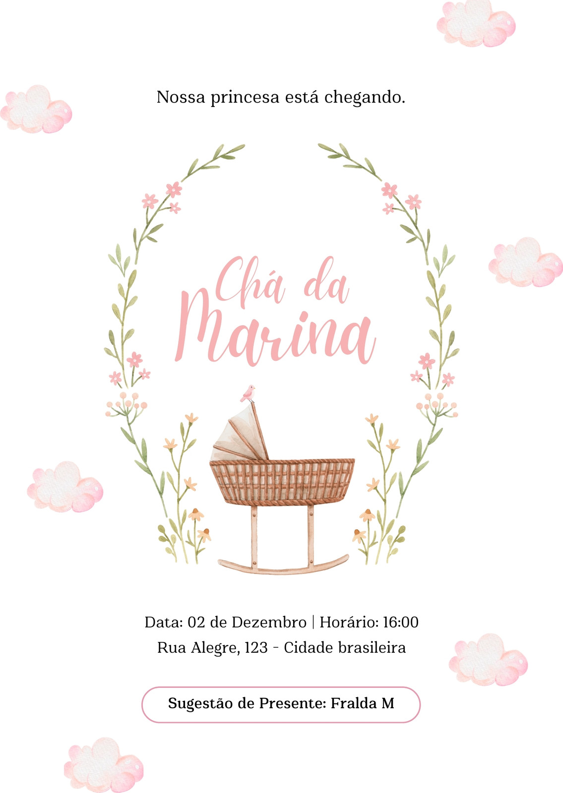 Convite Chá de Fraldas Edite Online